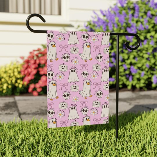 Discover Subtle F*ck Trump Halloween Garden Flag: Ghost Ducks, Skulls, Pumpkins