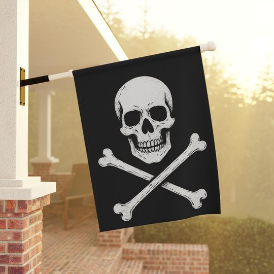 Pirate Flag Jolly Roger Skull and  Crossbones Garden Banner, Outdoor Decoration, Halloween Decor, Yard Flag, Pirate Theme, Home & Garden,