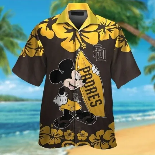 Discover San Diego Baseball Mickey Mouse Tropical Aloha Hawaiian Shirt, Gift for Fan