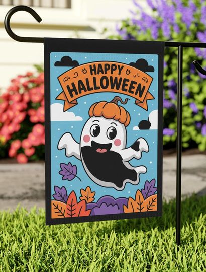 Discover Halloween Garden Flag: Double-Sided Poly Poplin Trick or Treat Decor (12" x 18")