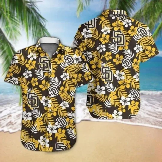Discover San Diego Baseball Hawaiian Shirt Hibiscus Pattern Gift For Beach Trip, Gift for Fan