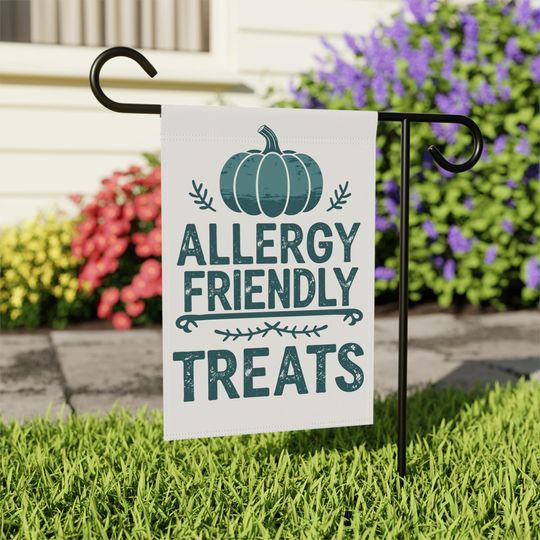 Allergy Friendly, Halloween Garden Flag, Safe Treat Stop Halloween Flag, Teal Pumpkin Yard Banner, Allergy Friendly Trick or Treat Sign