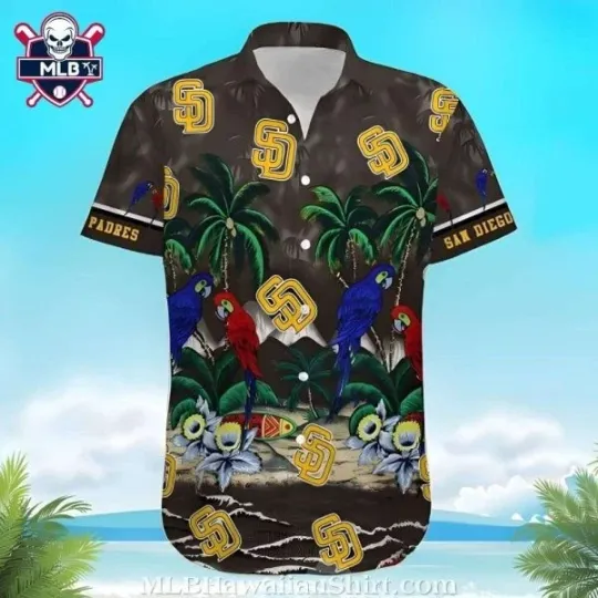 Discover Tropical Parrots And Palms San Diego Baseball Hawaiian Shirt, Gift for Fan