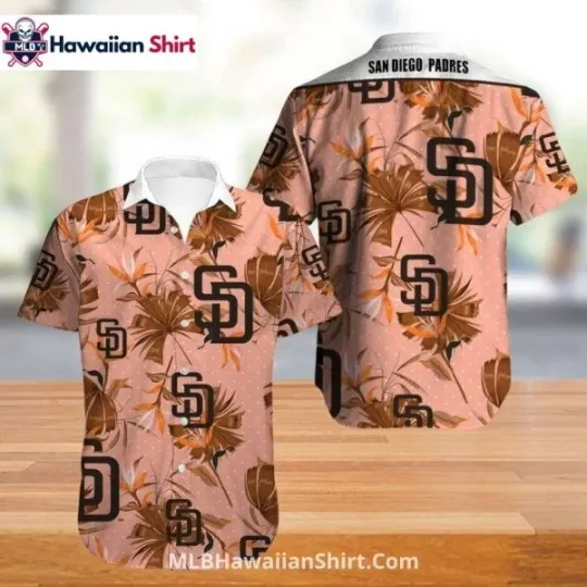 Discover Pink Sunset Leaves San Diego Baseball Hawaiian Shirt, Gift for Fan