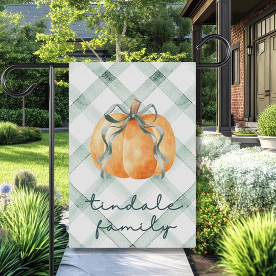 Personalized Fall Garden Flag: Farmhouse Pumpkin Decor, Custom Last Name Banner