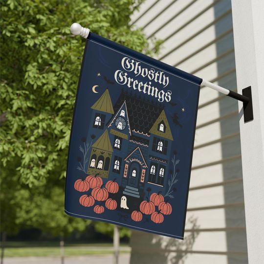 Discover Ghost Halloween Garden Flag, Fall Spooky Yard Banner, Haunted House Front Door Porch Decor, Cute Ghostly Pumpkin Patio Lawn Welcome Sign
