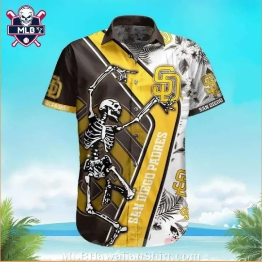 Discover Skeleton Batter Tropical San Diego Spirit Hawaiian Shirt , Gift for Fan