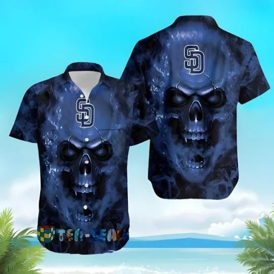 Discover Smoky Skull San Diego Baseball Hawaiian Shirt , Gift for Fan
