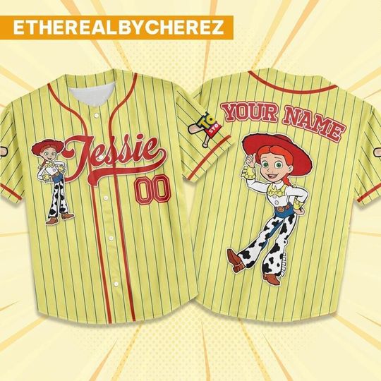 Discover Custom Toy Story Jessie Yellow Baseball Jersey, Disney matching Outfit, Personalized Gift, Disneyland family Shirt