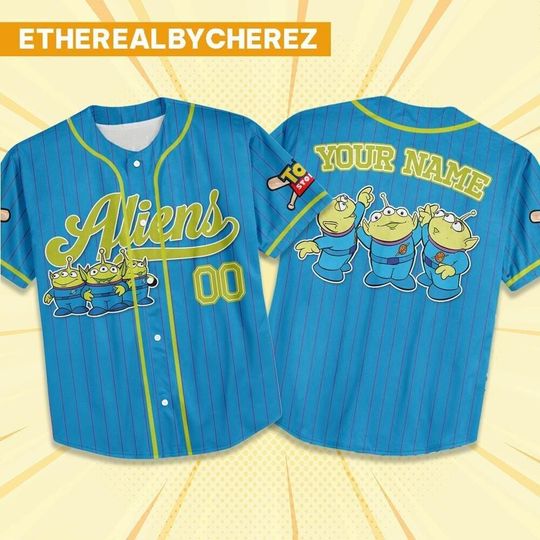 Discover Custom Toy Story Blue Aliens Baseball Jersey, Disney matching Outfit, Personalized Gift, Disneyland family Shirt