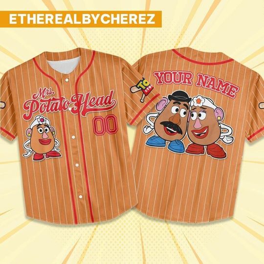 Discover Custom Toy Story Mrs Potato Brown Baseball Jersey, Disney matching Outfit, Personalized Gift, Disneyland family Shirt, Gift for kids
