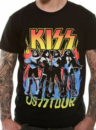 Discover Kiss USA 77 Tour T-Shirt Band Lineup Gene Simmons Paul