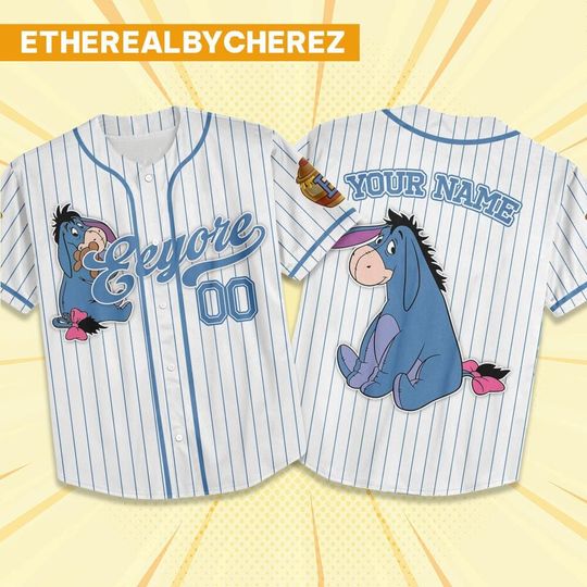 Discover Custom Eeyore Navy Baseball Jersey, Disney The Pooh Outfit, Personalized Gift, Winnie The Pooh Shirt