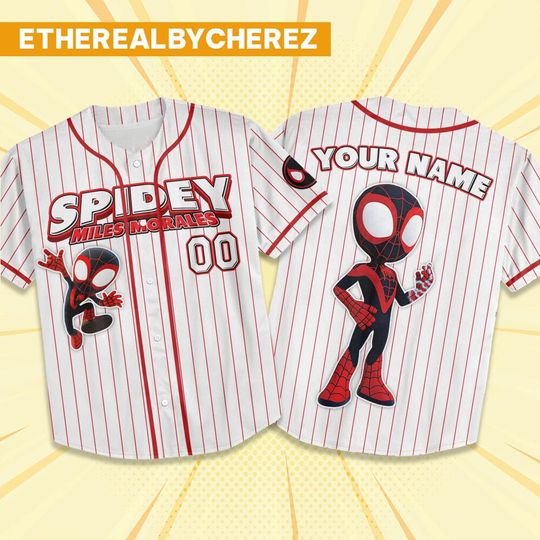 Personalize Spidey, Miles Morales And Friends, Custom Spider Verse Baseball Jersey Team, Disney Baseball Team Outfits
