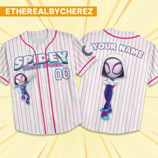 Personalize Spidey, Gwen Stacy And Friends, Custom Spider Verse Baseball Jersey Team, Disney Baseball Team Outfits