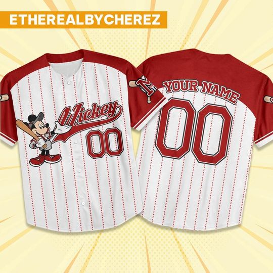 Discover Custom Disney Mickey Crimson, Personalized Disney Baseball Outfits, Mickey Birthday Jersey, Disney matching Shirts, Gift for Kids