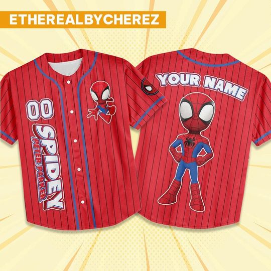 Discover Personalize Spidey, Peter Parker And Friends Red, Custom Spider Verse Baseball Jersey Team, Disney Baseball Team Outfits