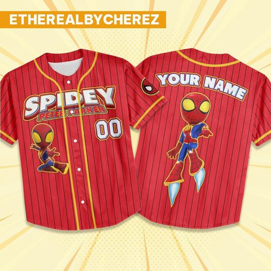Discover Personalize Spidey, Peter Parker And Friends Jersey, Custom Spider Verse Baseball Jersey Team, Disney Baseball Team Outfits