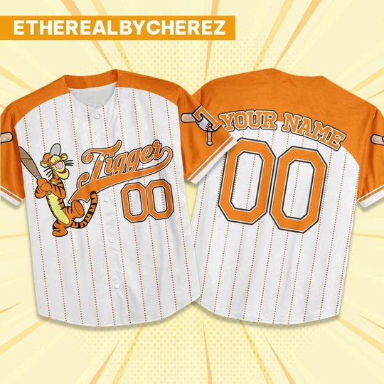 Discover Custom Disney Tigger and Friends, Personalized Disney Baseball Outfits, Winnie The Pooh Birthday Jersey, matching Shirts, Gift for Kids
