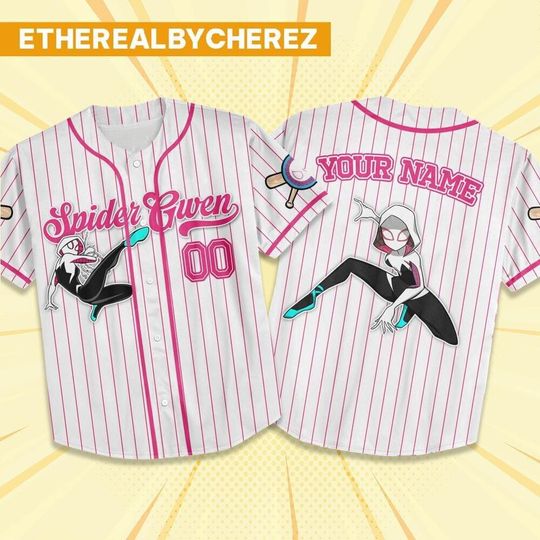 Personalize Spidey Spiderman Gwen Stacy Cute, Custom Spider Verse Baseball Jersey Team, Disney Baseball Team Outfit