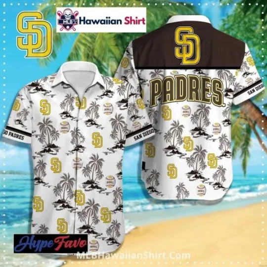 Discover Island Palm Print San Diego Baseball Hawaiian Aloha Shirt, Gift for Fan
