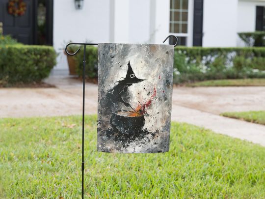 Halloween Garden Flag, Statement Flag for Front Lawn, Garden Decor, Halloween Garden Banner, Spooky Garden Decor, Halloween Party Decoration