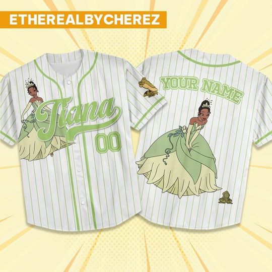 Discover Custom Disney Princess Tiana Cute, Custom Name Disney The Princess and the Frog Game Day Kid Adult Jersey, Gift For kids