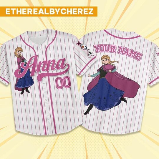 Discover Custom Disney Princess Anna Cute, Custom Name Disney Frozen Game Day Kid Adult Jersey, Gift For kids, Disney Princess Matching Gift