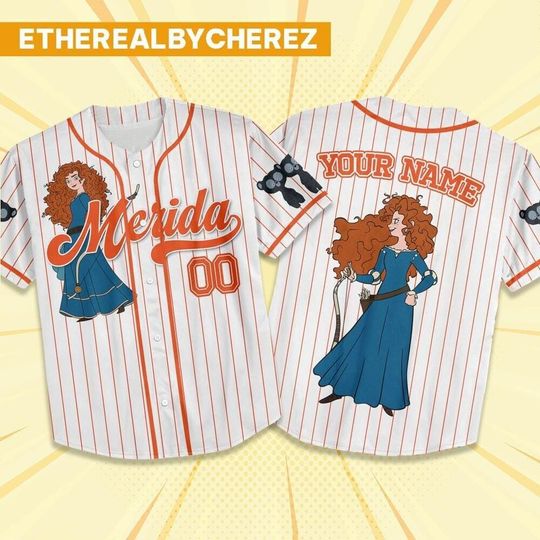 Discover Custom Disney Princess Merida Cute, Custom Name Disney Brave Game Day Kid Adult Jersey, Gift For kids, Disney Princess Matching Gift