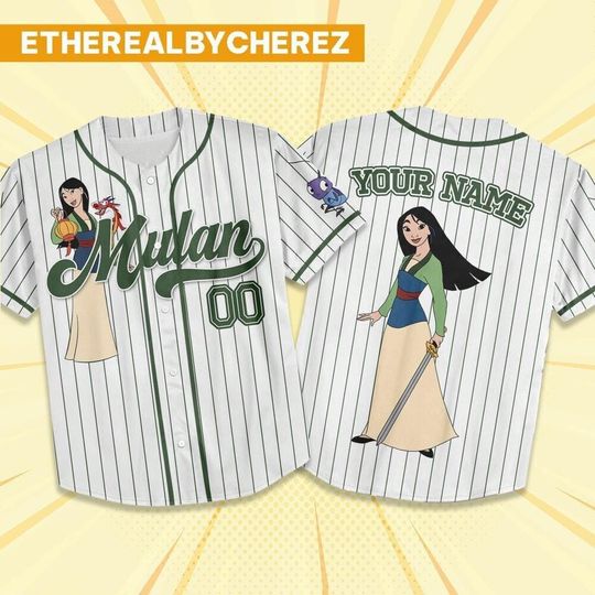 Custom Disney Princess Mulan Cute, Custom Name Disney Mulan Game Day Kid Adult Jersey, Gift For kids, Disney Princess Matching Gift