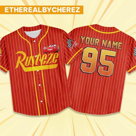 Discover Custom McQueen Rust-ez Team Disney Cars, Personalized Disney Mcqueen Rust-ez Team Outfits, Cars Birthday Jersey, Gift for Kids