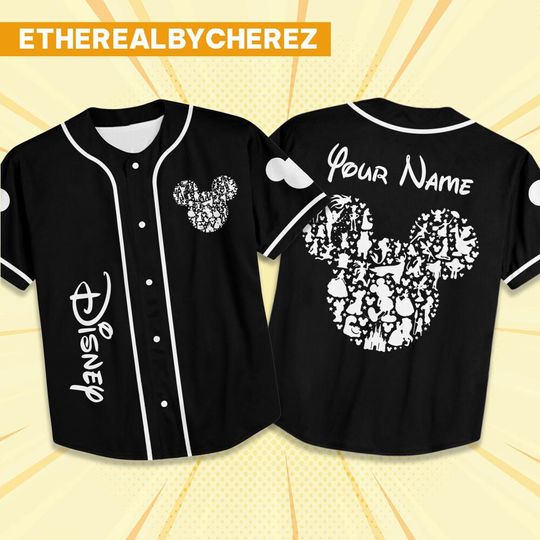 Discover Custom Disney Mickey Black Birthday Baseball, Personalized Disney Team Outfits, Mickey Birthday Jersey, Baseball Team, Gift for Kids