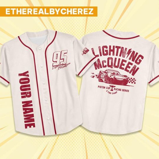 Discover Custom McQueen Piston Cup Racing Cars, Personalized Lightning McQueen Disney Outfits, Cars Birthday Jersey, Gift for Kids