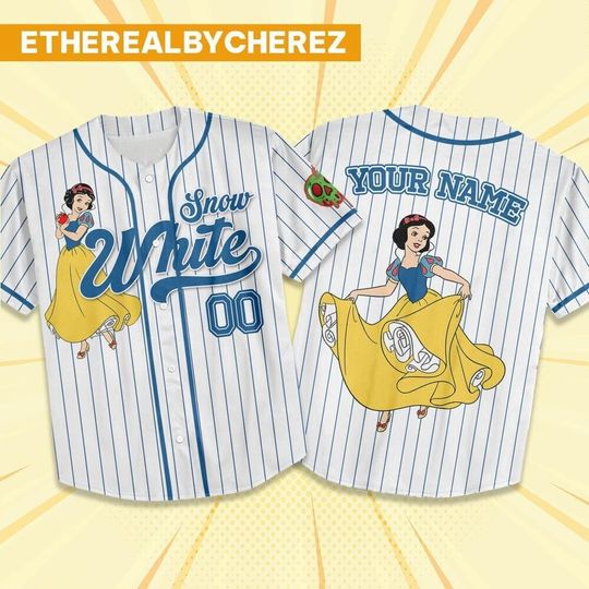 Discover Custom Disney Princess Snow White Cute, Custom Name Disney Snow White Game Day Jersey, Gift For kids, Disney Princess Matching Gift