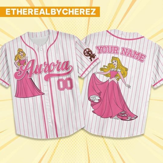 Custom Disney Princess Aurora Cute, Custom Name Disney Sleeping Beauty Game Day Kid Adult Jersey, Gift For kids
