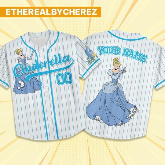 Custom Disney Princess Cinde Cute, Custom Name Disney Cinde Game Day Kid Adult Jersey, Gift For kids, Disney Princess Matching Gif