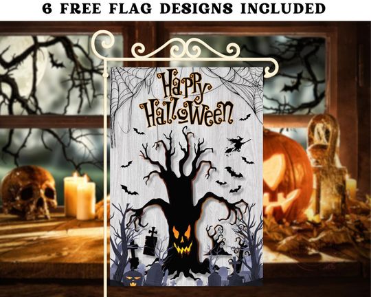 Discover Halloween Ghost Flag  , Witch Hat, Sunflowers, Pumpkins, Rustic Sublimation, Fall Garden Flag  , Ghost Garden Flag