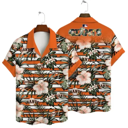 San Francisco Baseball Tropical Stripe Hawaiian Shirt Unisex Adults, Gift for Fan