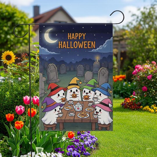 Discover Cute Ghost Halloween Garden Flag, Spooky Ghosts with Hats, Halloween Yard Decor, Haunted House Decor, Fall Porch Decor, Trick or Treat Flag