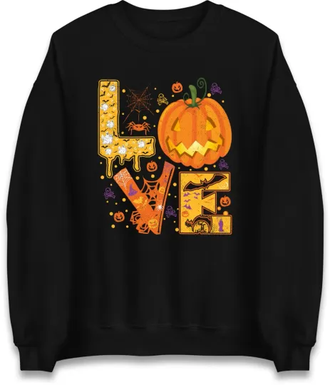 Discover Love Pumpkin Halloween Sweatshirt for Night Party and Spooky Creepiness