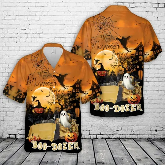 Discover Bulldozer Halloween Hawaiian Shirt