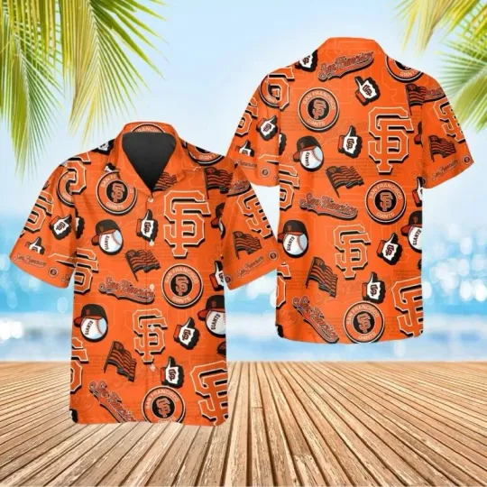 Discover San Francisco Baseball Iconic Logo Collage Hawaiian Shirt Unisex Adults, Gift for Fan