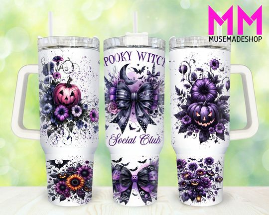 Discover Spooky Witch Soociial Clubb 40oz Tumbler, Halloween Tumbler 40oz