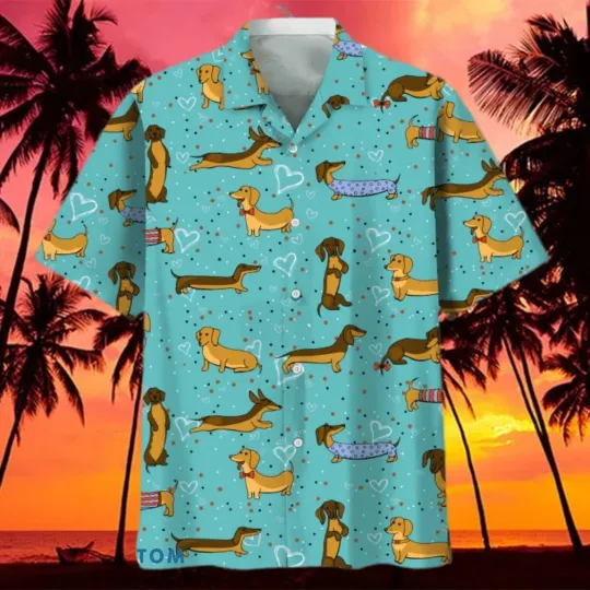 Discover Dachshund Pattern For Dog Lover Hawaiian Shirt