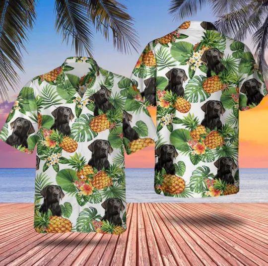 Discover Black Labrador Retriever Tropical Pattern Hawaiian Shirt, Dog Hawaiian Shirt