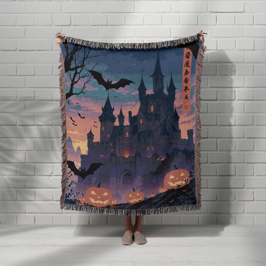 Discover Gothic Halloween Castle Woven Blanket: Spooky  Throw