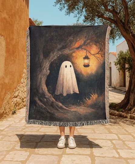 Discover Ghost Lover   Woven Blanket, Halloween Occasion Throw, Spooky Friend Woven Tapestry, Gothic Hobby Gift Blanket, Dark Academia