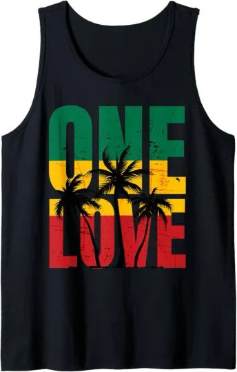 Discover Rasta Reggae One Love Palm Tree Rastafari Jamaican Vacation Tank Top