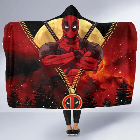 Discover Deadpool Zipper Hooded Blanket – Cozy Darkness Economy Throw for Fans