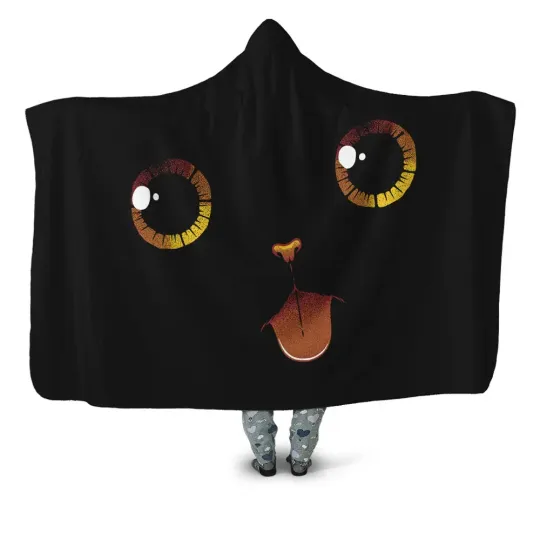 Cute Black Cat Hooded Blanket